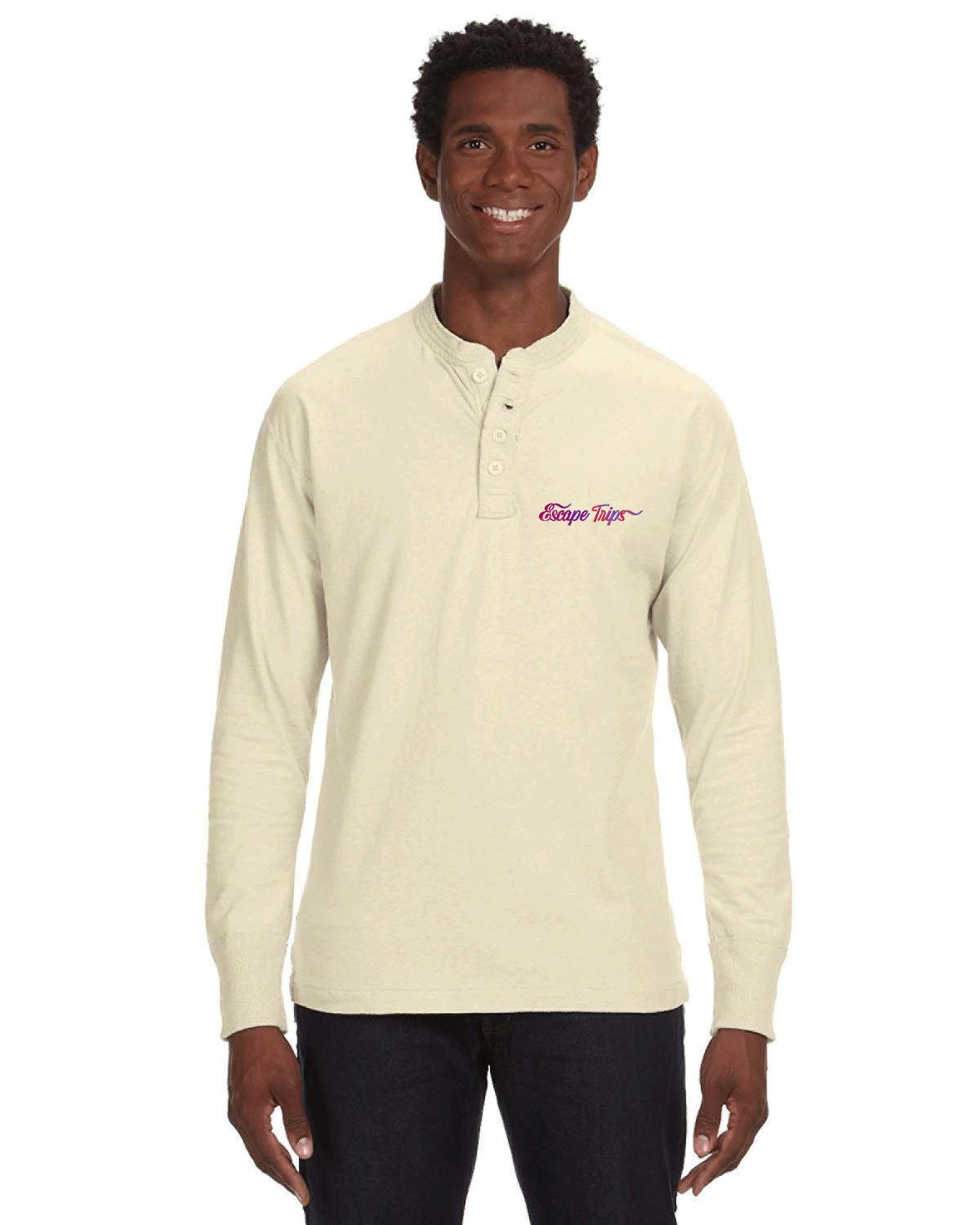 ET - ja8244 J America Men's Vintage Brushed Jersey Henley
